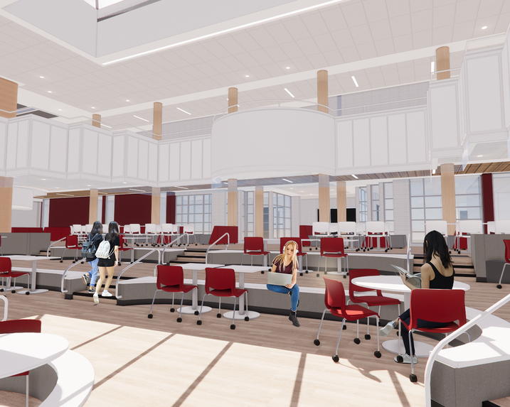 Rendering of central flex space off main entrance